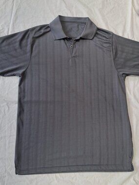 Fox Polo Shirt Men's Large Gray Striped Short Sleeve Golf Athletic
